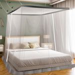 LifeKrafts Premium Polyester Mosquito Net for Bed with Two-Way Double Head Zippers. Versatile net for Indoor and Outdoor use, Designed for Easy Entry and exit. (King Size -6ft x 6.5ft), Color: White.