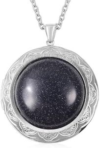 SHOP LC DELIVERING JOY Blue Goldstone Necklace for Women Jewelry Stainless Steel Chain 24" Birthday Gifts for Women