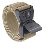 JUKMO Quick Release Tactical Belt, Military Work 1.5" Nylon Web Golf Belt with Heavy Duty Seatbelt Buckle (Coyote, Large-for Waist 42"-46" (Length 53"))