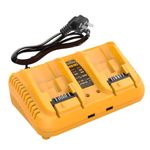 Battery Charger Replacement for Dewalt 12V-18V Battery, 2-Ports Fast Charger Compatible with Dewalt DCB Series Tools Lithium Battery 18V, Compatible with DCB203 204 205 206 201 120 127