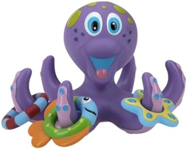 Nuby Floating Purple Octopus Toy with 3 Hoopla Rings - Baby Bath Toy for Boys and Girls 18+ Months