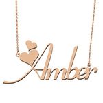 Customized Name Necklace Personalized Custom Made Amber Necklace Initial Arrow Gift for Womens Girls