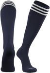 TCK Elite Finale 3 Stripe Soccer Socks (Navy/White, Large)