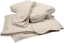 Jet&Bo 100% Cashmere Travel Set: Blanket, Eye Mask, Socks, Carry/Pillow Case Natural