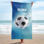 Yeshop Custom Bath Towel, Soccer Water Splash Beach Towels Personalized Name Gym Yoga Travel Towels Birthday Wedding Gift 60x30 in