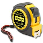 Rizikin Heavy Duty Tape Measure 10m 33ft - Stainless Steel Measuring Tape 10 metre - Retractable Measurement Tape - Imperial and Metric Tape Measure with Metal Belt Clip (10 Metre)