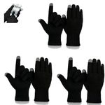 FY LANE Woolen Winter Hand Gloves for Men and Women (black tech 3)