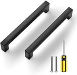 NISUOIEN 20 Pack Matte Black Square Cabinet Handles Stainless Steel Kitchen Cabinet Pulls 5 inch Hole Center Cabinet Hardware