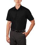 Van Heusen Men's Short Sleeve Dress Shirt Regular Fit Poplin Solid, Black, 18.5" Neck