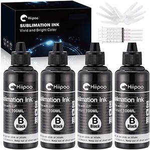 Hiipoo Sublimation Ink Refilled Bottles Work with WF7710 ET2760 ET2720 ET2803 ET2800 ET15000 C88 C88+ Inkjet Printer Heat Press Transfer on Mugs Plates T-Shirts Pillows Phone Case