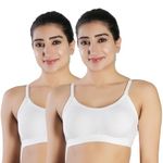 B-SOFT Medium Impact Sports Bra for Women | Daily Use | Non-Wired | Non-Padded | Seamless Bra | Full Coverage | Suitable for Gym,Yoga,Workout-(White PCS 2)_30