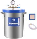 P PBAUTOS 9 Gallon Vacuum Chamber with Two Rubber Seals, Tempered Glass Lid Stainless Steel Degassing Chamber, for Resin Casting, Degassing Silicones and Essential Oils, Perfect for Stabilizing Wood