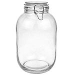 Folinstall 1 Gallon Glass Jar with Airtight Lid, Large Mason Jar for Pickled Eggs, Clear Large Glass Jar with Lid for Kombucha, Limoncello, Sun Tea, Juice, and, Water (Extra 1 Gasket)