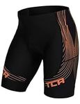 TCA Men's Slipstream Padded Cycling Shorts, Quick Dry, Breathable and Anti-Slip with Back Zipped Pocket Mens Cycling Shorts - Ideal Cycling Shorts Mens Cycle Shorts Cycling Clothing - Black/Orange, L