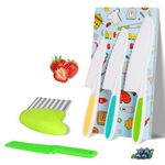 HOTUT 5 Pcs Kids Plastic Knives Set, Kids Knife for Chopping, Child Safety Kitchen Knives in 4 Sizes, Serrated Edges with Crinkle Cutter for Vegetables, Fruits, Salad, Cake (BPA-Free)