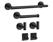 MengxFly Bathroom Hardware Set Black Towel Bar Towel Racks for Bathroom Black Towel Rack Bathroom Towel Holder Set Matte Black Bathroom Accessories Wall Mounted Stainless Steel 16-Inch(6pcs,Black)