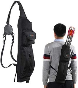 TOPARCHERY Archery Back Canvas Arrow Quiver Arrow Holder Shoulder Hanged Target Shooting Quiver for Arrows with Front Pockets (New Style)