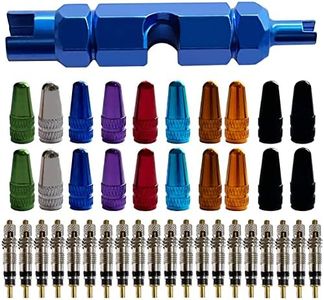 HGHN 20 Pack Presta Valve Core Bike Kit,20PCS Alloy Presta Valve Caps,Comes with Presta Tool Removal-Tubeless Tire Valve Repair for MTB and Road Bicycle No Leak Replacement（41 Pieces in Total）
