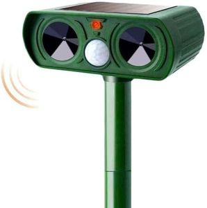 Solar Ultrasonic Cat Repellent for Gardens | Cat Deterrents,Fox Deterrent,Cat Scarer with Motion Sensor & LED Flash | Waterproof Animal Repeller for Rats,Dogs,Squirrels,Birds and Foxes