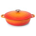 Casserole Dishes with Lid Oven Proof – Non Stick Shallow Dutch Oven – Induction Cooking Pot – Oven Safe Aluminium Stockpot – 3.9L, 28cm, Orange – by Nuovva