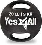 Yes4All Weighted Medicine Ball 20LB with Anti-Slip Dual Handles for Workout, Core Strength Exercises, Balance Training, and Throwing