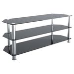 AVF SDC1250-A TV Stand for up to 60-inch TVs, Black Glass, Chrome Legs