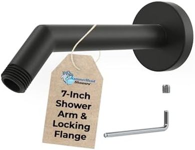 HammerHead Showers® ALL METAL 7 Inch Shower Arm and Flange with Set Screw, Matte Black | Wall Elbow Pipe and Cover Plate | Universal Replacement Part for Showerheads