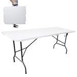 DIVCHI Folding Table 6ft 1.8M Heavy Duty Indoor Outdoor Garden Catering Foldable Tables for Camping BBQ Picnic Dinner Party