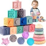 Blstliebzb 23 PCS Montessori Toys for 1 Year Old, Baby Toys 6-12 Months, Stacking Baby Blocks Teething Toys Baby Boys & Baby Girls Gifts, Toddler Toys for 1 2 3 Years Old