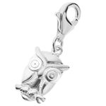 925 Sterling Silver Owl Bird of Wisdom Dangle European Lobster Clip On Charm