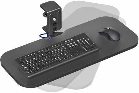 VIVO Clamp-on 23 x 10 inch Rotating Computer Keyboard and Mouse Tray, Extra Sturdy Single Desk Swivel Clamp, Ergonomic Typing, Black, MOUNT-KB04CB