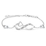 Aucuu Women's Bracelet, 925 Sterling Silver Infinity Bracelet for Women & Girls, Sparkle Cubic Zirconia Infinity Symbol of Love Adjustable Birthday Jewellery Gift