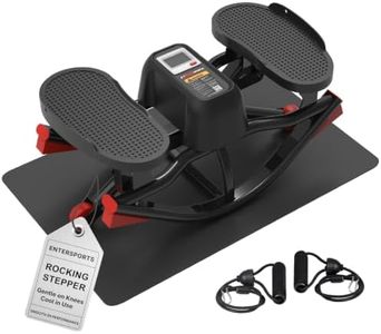 Rocking Stepper for Home Exercise - U-Track Low-Impact Stepper with Resistance Bands, Massage Pedals & Eco-Friendly Mat, Anti-Slip Balance Board for Full Body Workout, 330 LBS Capacity