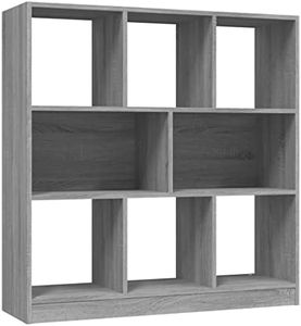 vidaXL Book Cabinet Bookcase Office Storage Chest Display Rack Bedroom Living Room Divider Shelf Home Organiser Grey Sonoma Engineered Wood