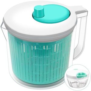 Cutesun Salad Spinner- Wash, Spin & Dry Salad Greens, Fruits & Vegetables, 2.5qt, With Free Portable Hand Pull String Garlic Mincer Onion Cutter
