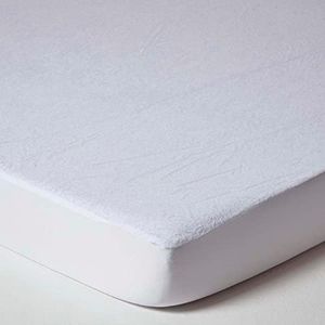 HOMESCAPES Double Terry Towelling Waterproof Mattress Protector 100% Cotton Terry Pile Top Breathable Hypoallergenic Washable Protector with Fully Elasticated Thick Stretch Fabric Skirt