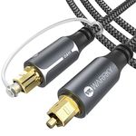 Optical Audio Cable, WARRKY 10ft Optical Cable [Braided, Slim Metal Case, Gold Plated Plug] Digital Audio Fiber Optic Cable Toslink, Compatible with Sound Bar, TV, Samsung, Vizio, LG, Bose, Sony