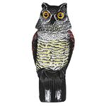Pilipane Prowler Owl,Fake Horned Owl Statues,Owl Decoys To Scare Birds Squirrels Away, Owls To Frighten Birds 360 Degree Rotating Head, Plastic Owl Decoy To Scare Birds Away Deterrent