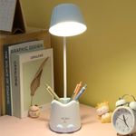 Pick Ur Needs Acrylonitrile Butadiene Styrene Study Table Lamp Rechargeable Led Desk Lamp With Pen Holder,Usb Charging,Eye Protection (Colour As Per Availability, White)