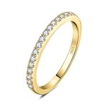 JewelryPalace Round 0.51ct Lab Created Cubic Zirconia Rings For Women, 925 Sterling Silver 14k Yellow Gold Plated Rings For Her Gemstone, Size 7