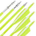 surwolf 31" Carbon Arrows Fluorescence Archery Hunting Arrows 500 600 Spine with Natural Feather Fletched Target Practice Arrows for Archery Compound/Recurve/Long Bow 6/12pcs (12, yellow, spine 600)