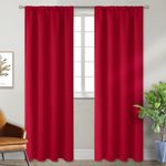 BGment Rod Pocket Red Blackout Curtains for Bedroom - Thermal Insulated Room Darkening Curtain for Living Room, 52 x 84 Inch, 2 Panels, Red