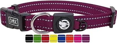 DDOXX Reflective Nylon Dog Collar - Strong and Adjustable Collars Dogs - M (Purple)