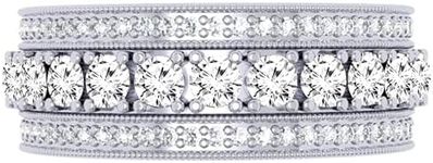 Dazzlingrock Collection 2.00 Carat (Cttw) 14K Round White Diamond Women Eternity Wedding Band 2 CT, Solid White Gold, Size 6.5