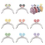 PH PandaHall 8pcs Coin Bag Kiss Clasp Lock, Vitage Metal Purse Frame Arch Coin Purse Handle with Ball Cute Kiss Clasp Clutch Frames for Purse Making DIY Handle Bag Sewing Craft, 3.1”