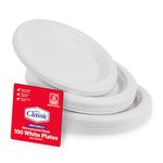 Euro Classic White Lightweight Plastic Plates 100 Pack - Microwave and Dishwasher Safe - Bulk Dinnerware Set for Catering, Events, Parties, and Everyday Use (9inch Plates)