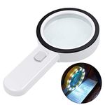 Magnifying Glass with Light, 30X Illuminated Large Magnifier Handheld 12 LED Lighted Magnifying Glass for Seniors Reading, Soldering, Inspection, Coins, Jewelry, Exploring, Macular Degeneration …