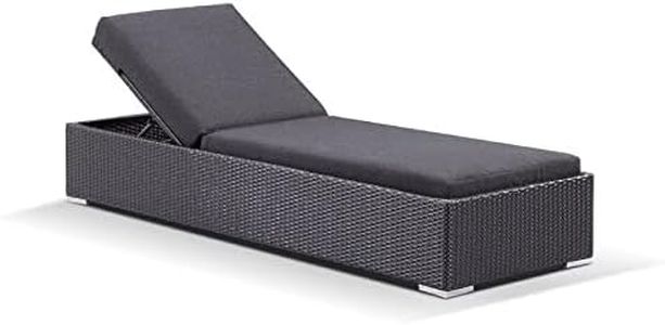 DEVOKO Outdoor Poolside Rattan & Wicker Sunbathing Lawn Patio Chaise Sun Lounger Chair with Cushion & Adjustable Backrest (Black)