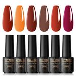 ROSALIND 6PCS Orange Brown Gel Nail Polish Set, 6PCS Nail Gel Polish Campfire Fall Winter Gel Colors Long Lasting