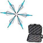 12 Pieces Archery 3 Blade Hunting Arrowheads 100 Grain Screw in Broadheads Arrow Heads Tips Arrow Point with Black Arrowheads Case (Blue)